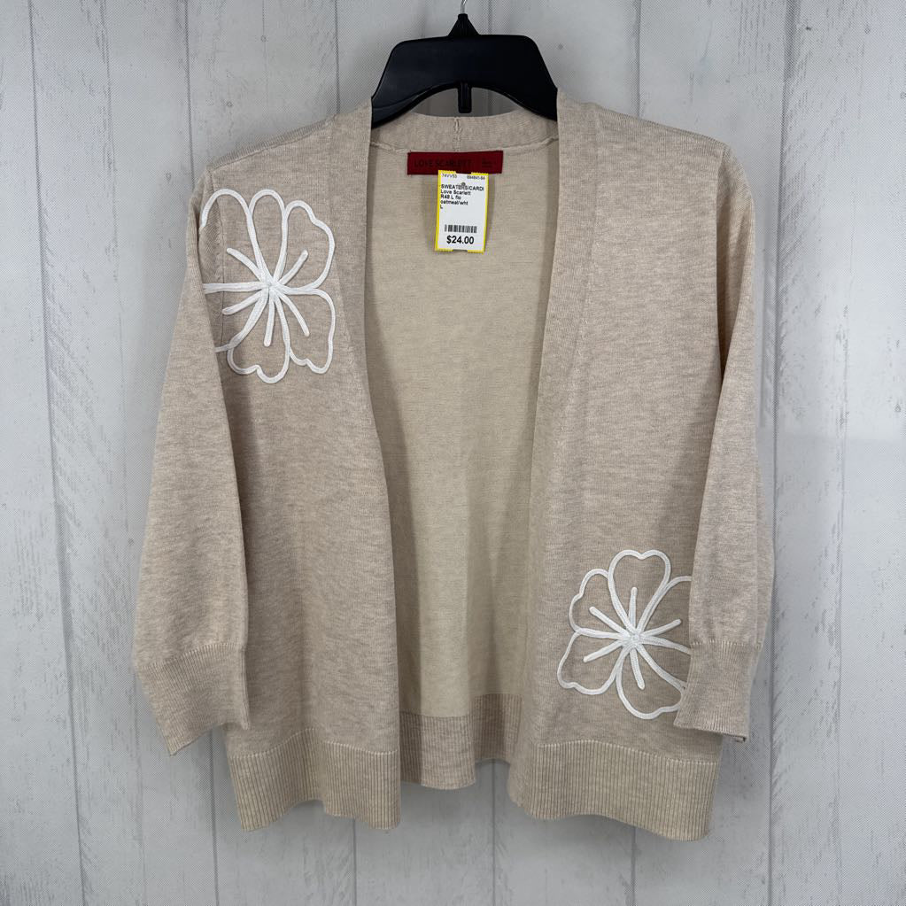 R48 L flo embroidered open front cardi