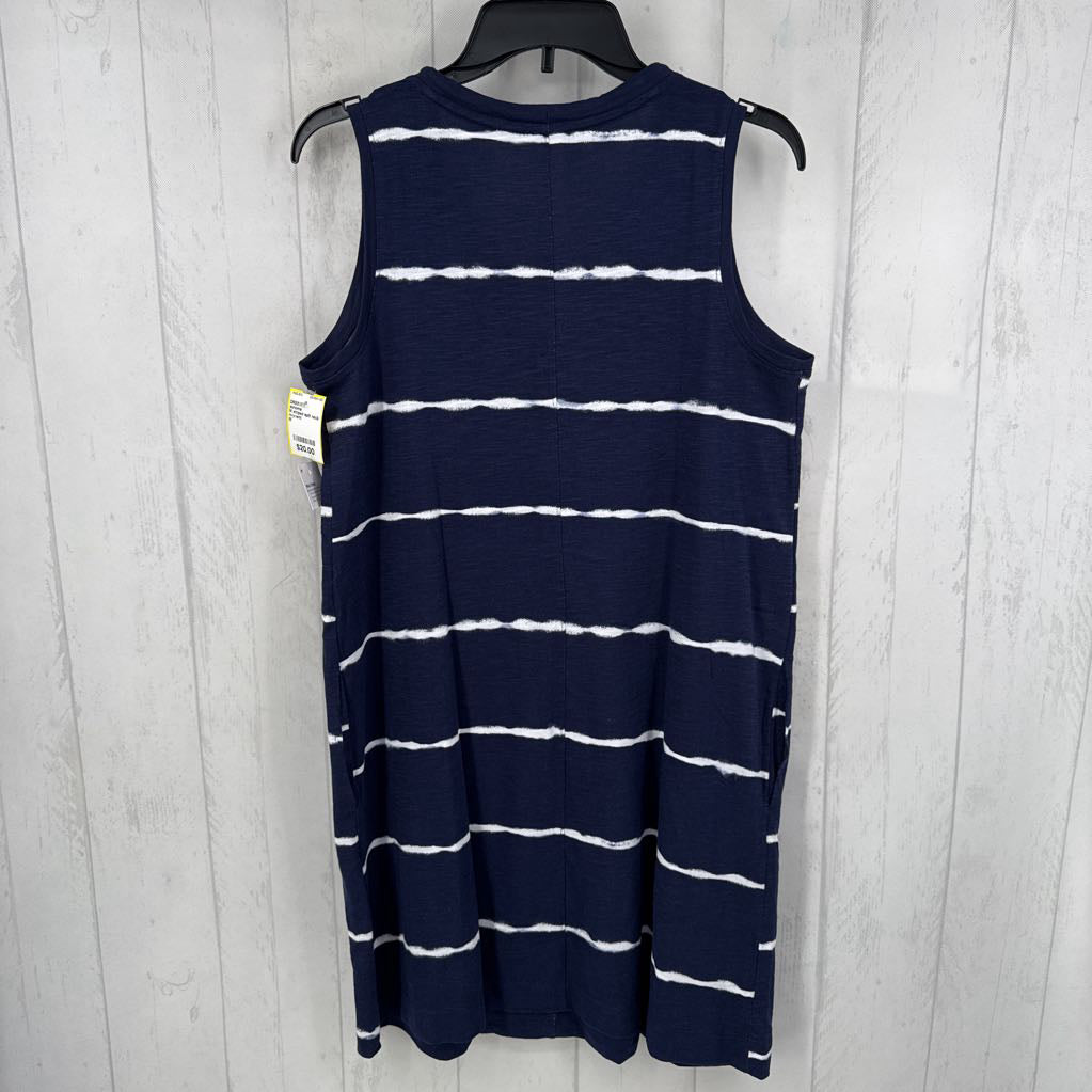 M striped split neck slvls dress