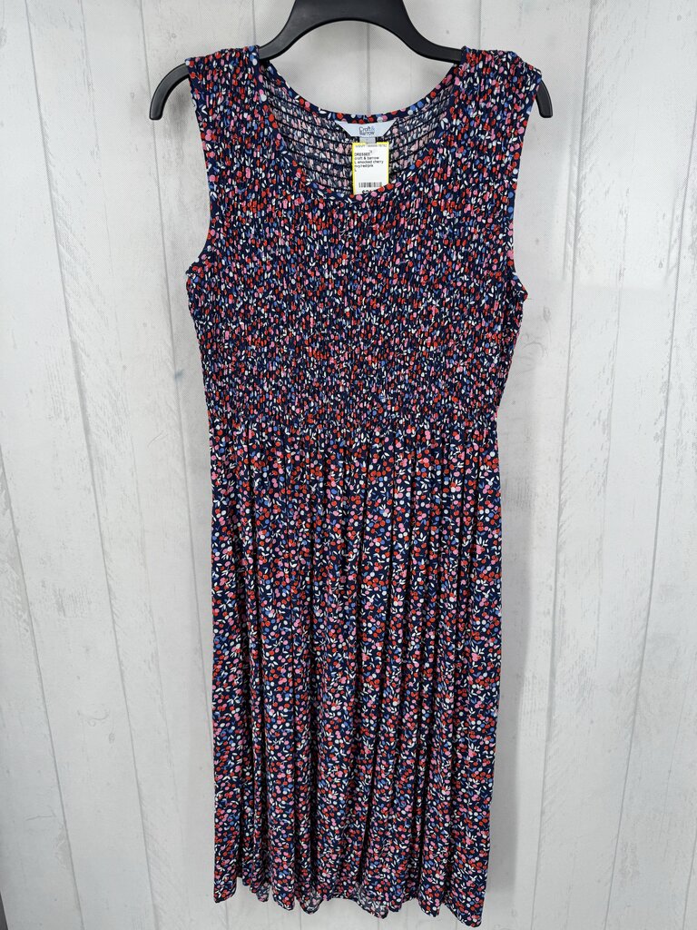 L smocked cherry print slvls dress