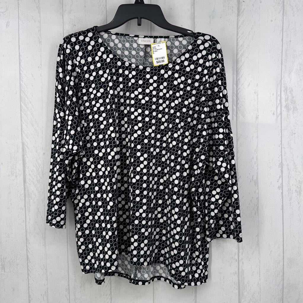 XL circles print dolman slv top
