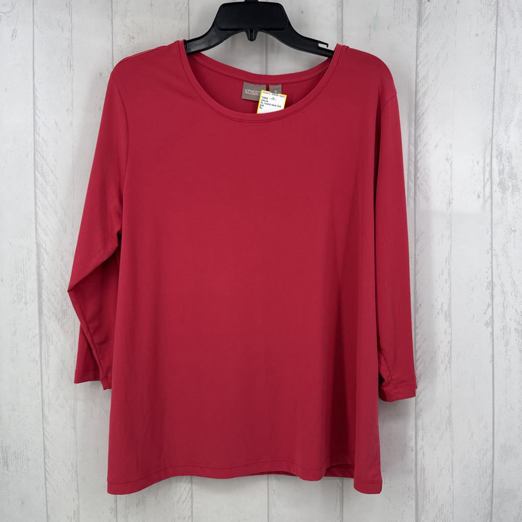 XL round neck 3/4 slv top