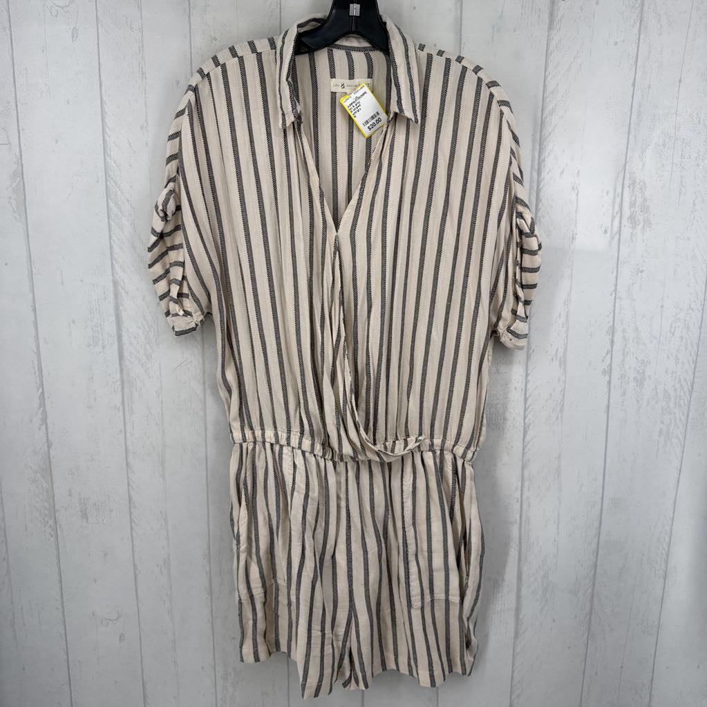M striped crossover s/s romper