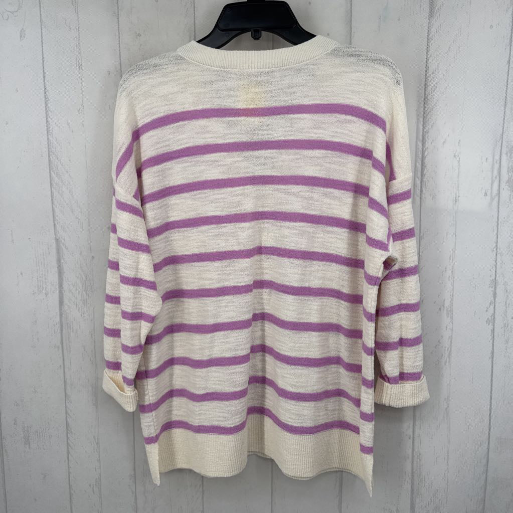 L 1/2 button down striped pullover