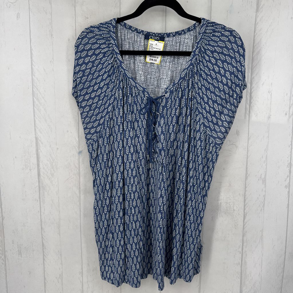 2X printed lace-up s/s top