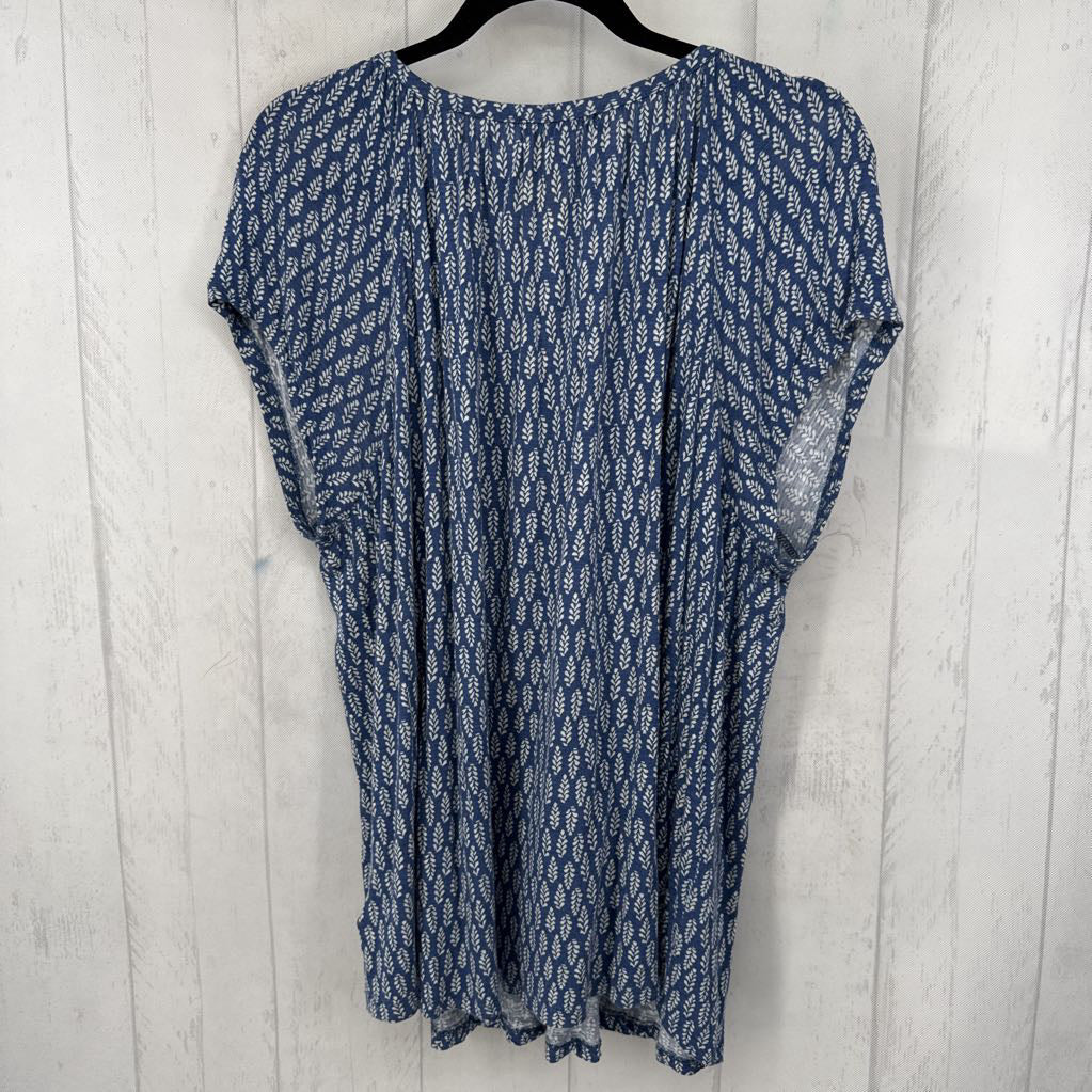 2X printed lace-up s/s top
