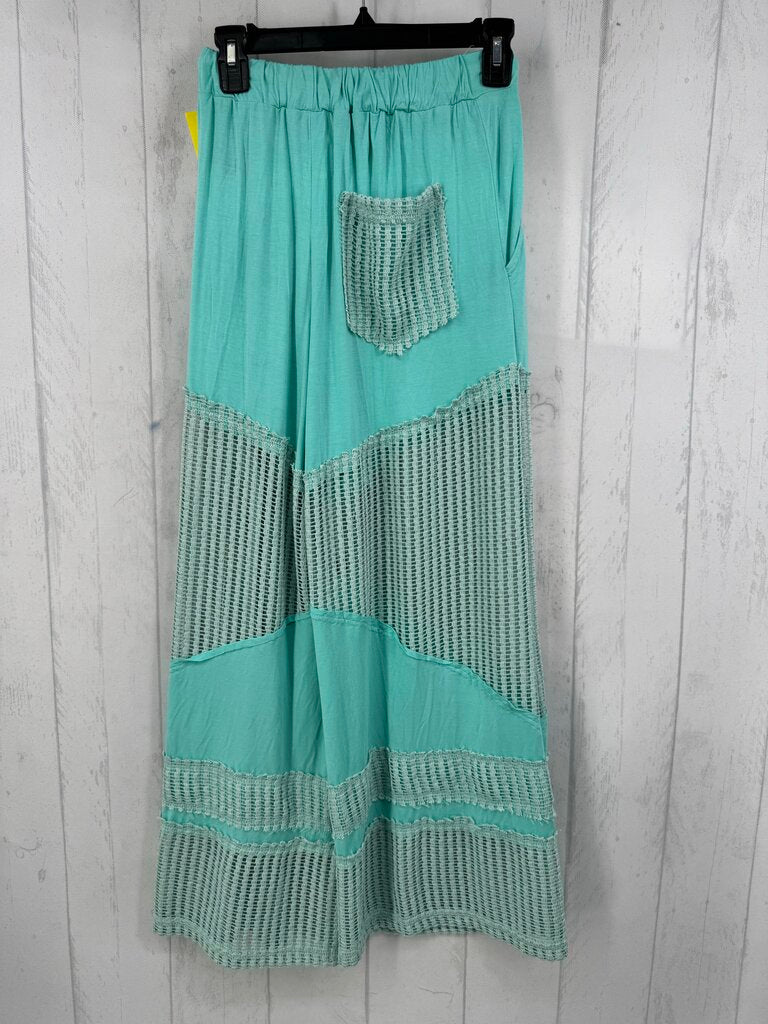 L crochet detail wide leg pant