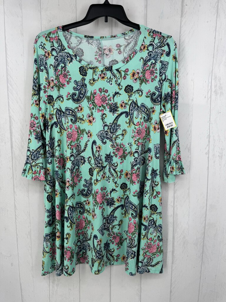 XL flo print 3/4 slv dress