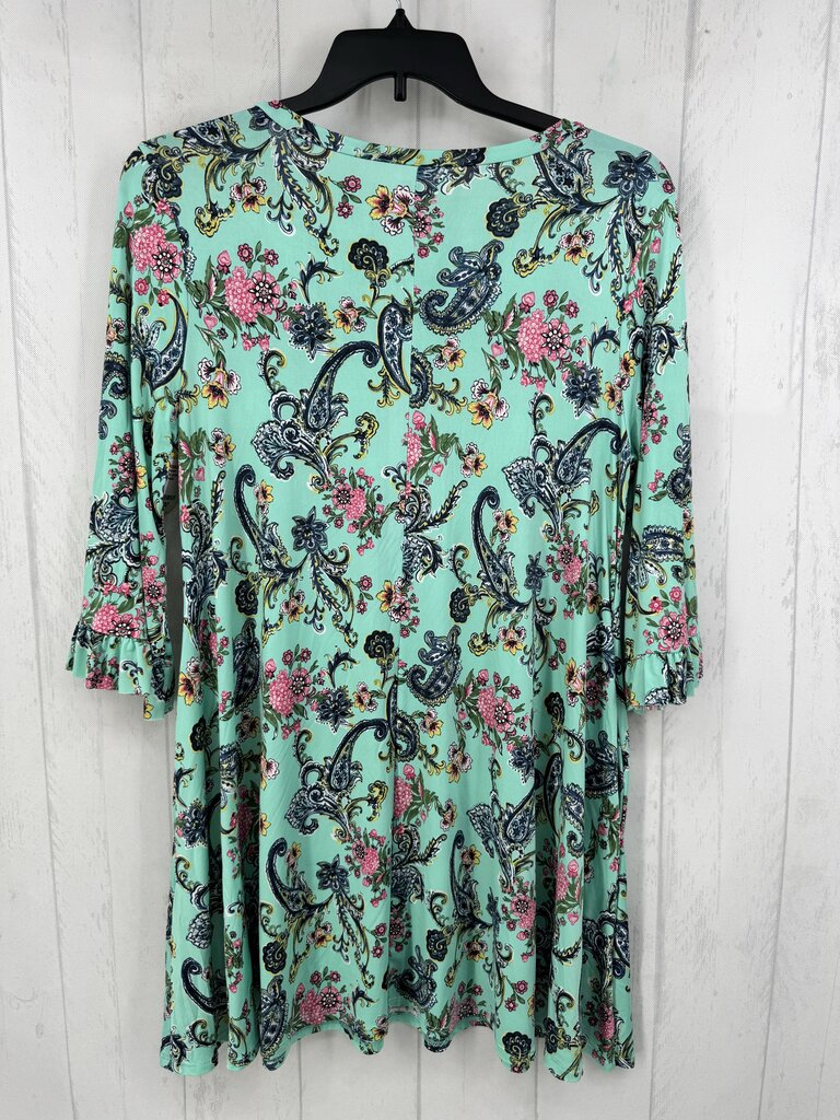 XL flo print 3/4 slv dress