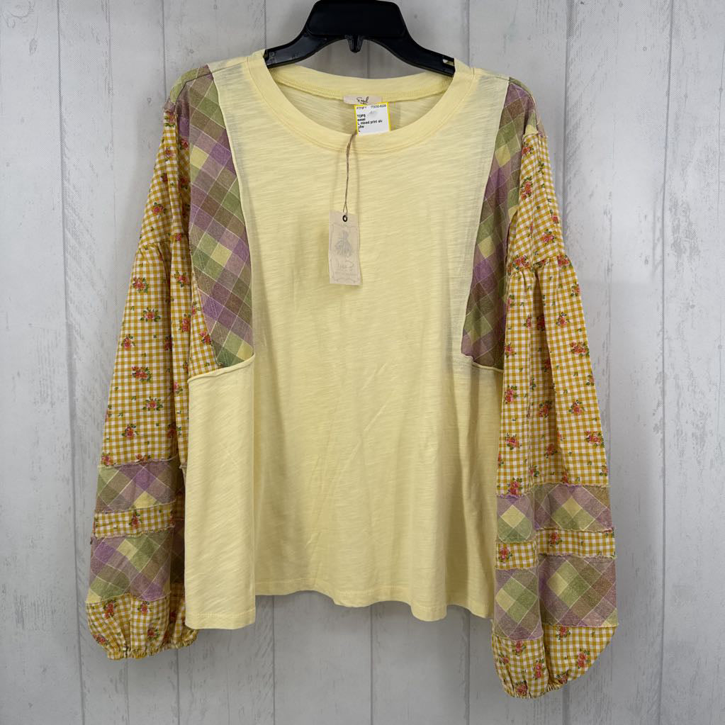 L mixed print slv tee l/s