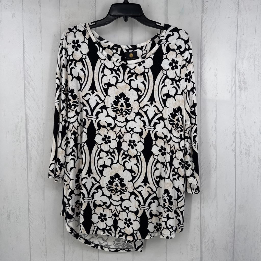 XL printed 3/4 slv top
