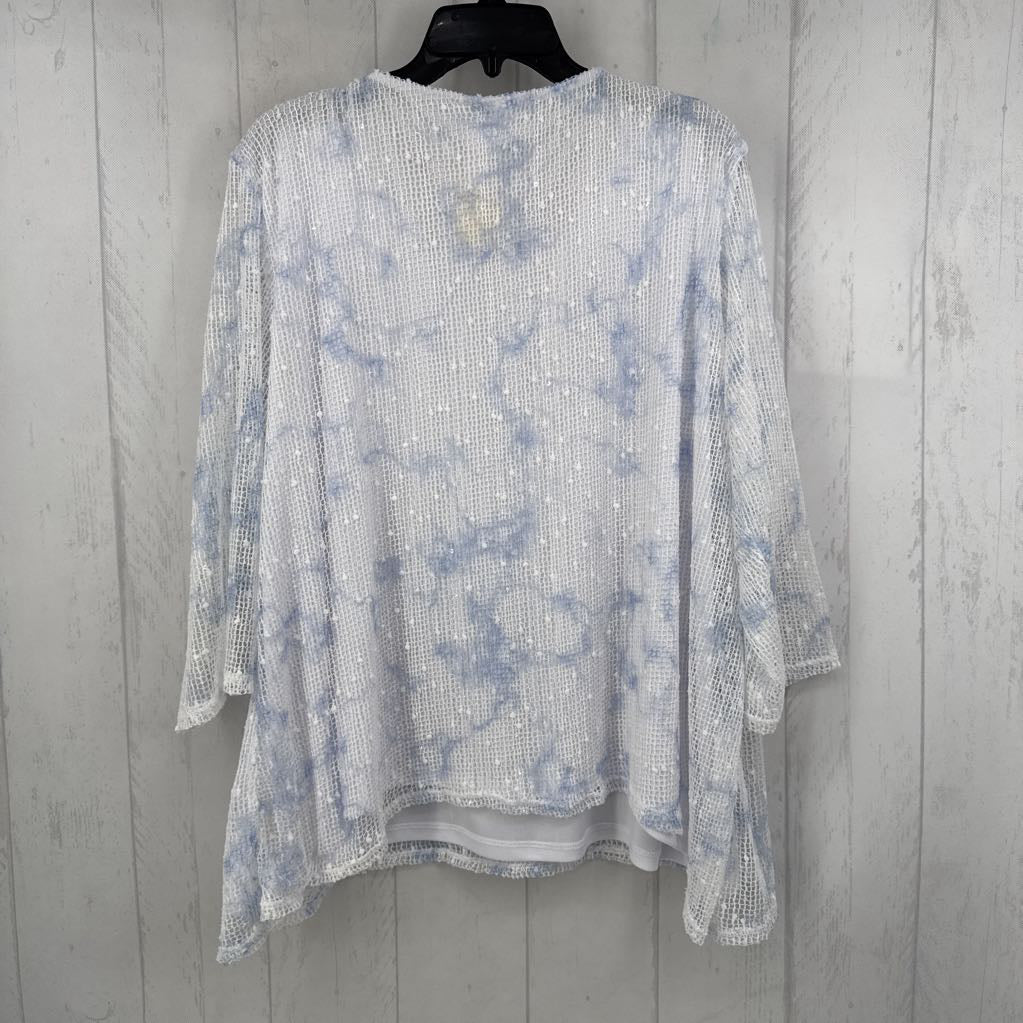 XL lined mesh butterfly 3/4 slv top