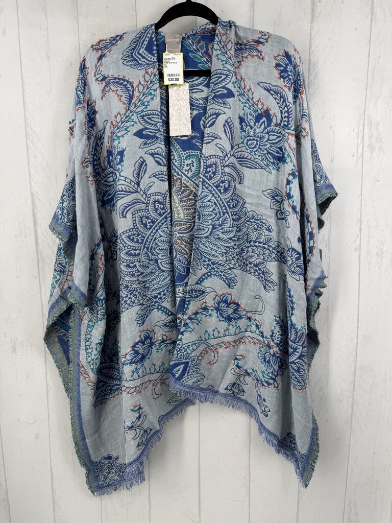 R119 O/S floral ruana