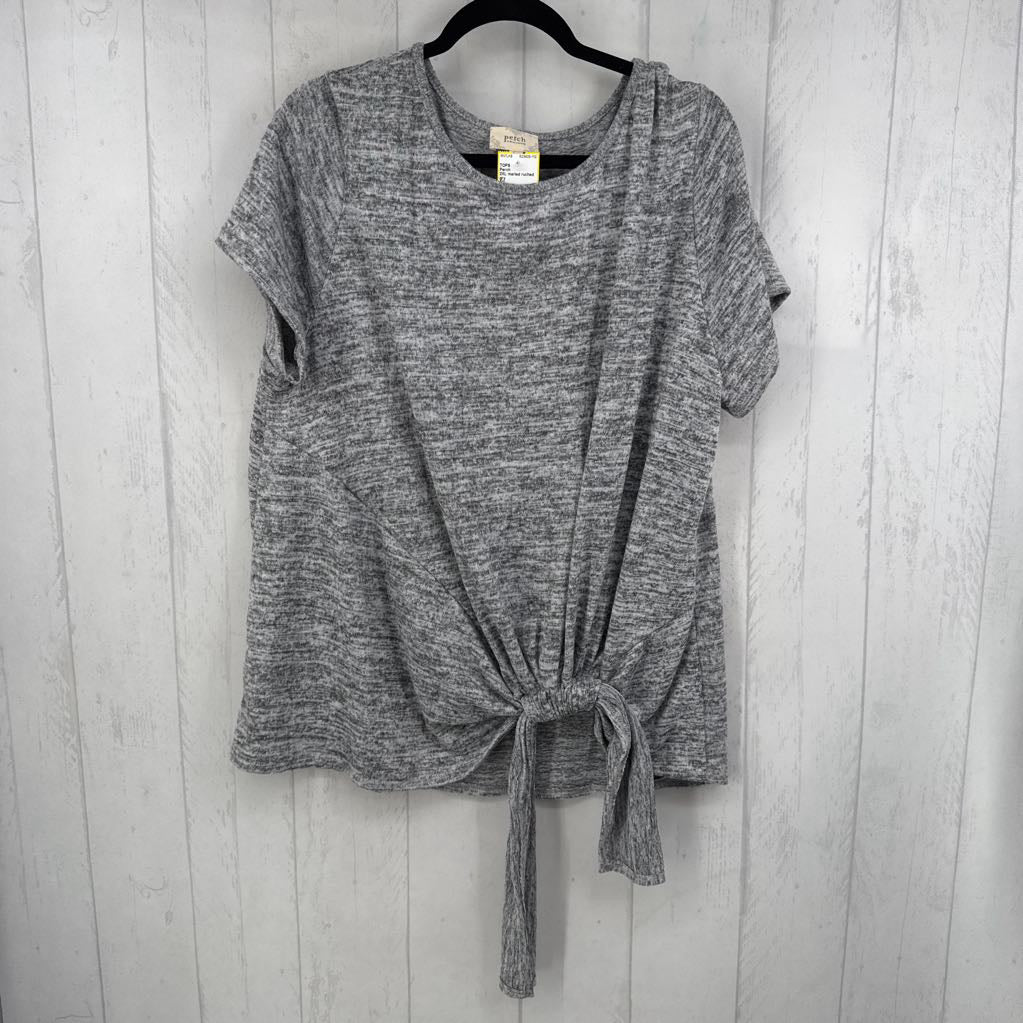 2XL marled ruched hem s/s top