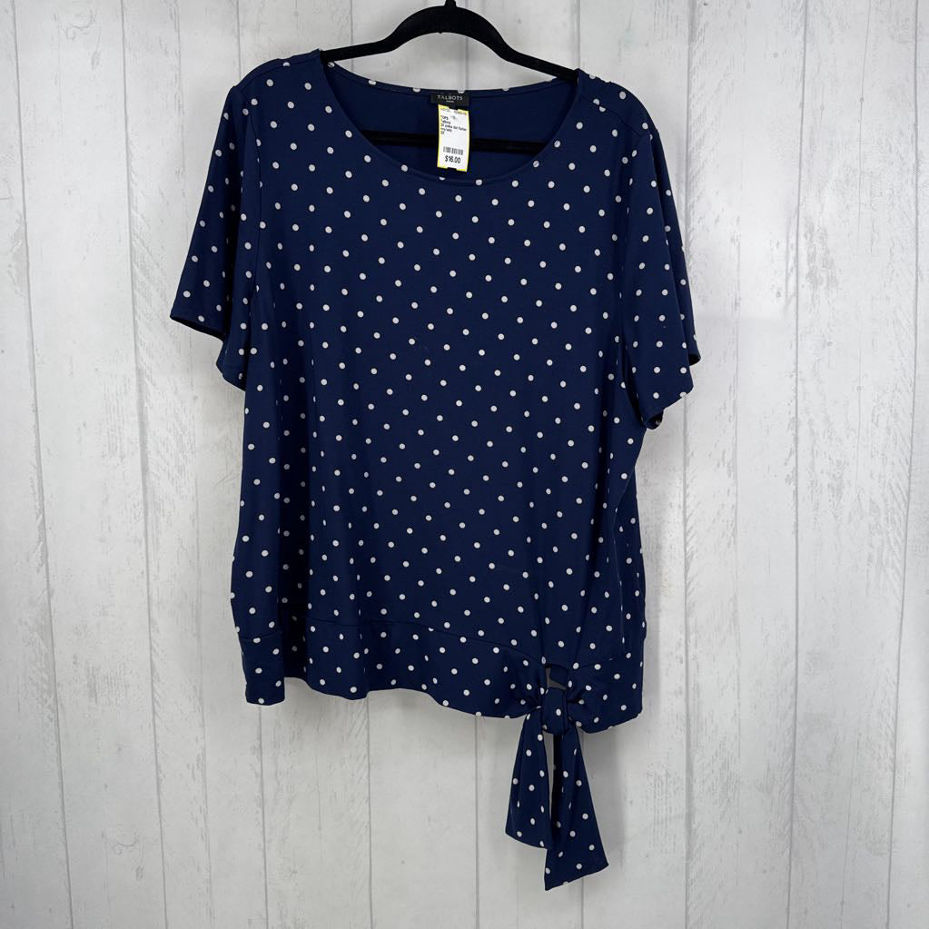 2X polka dot flutter slv top