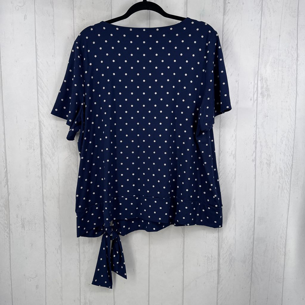 2X polka dot flutter slv top