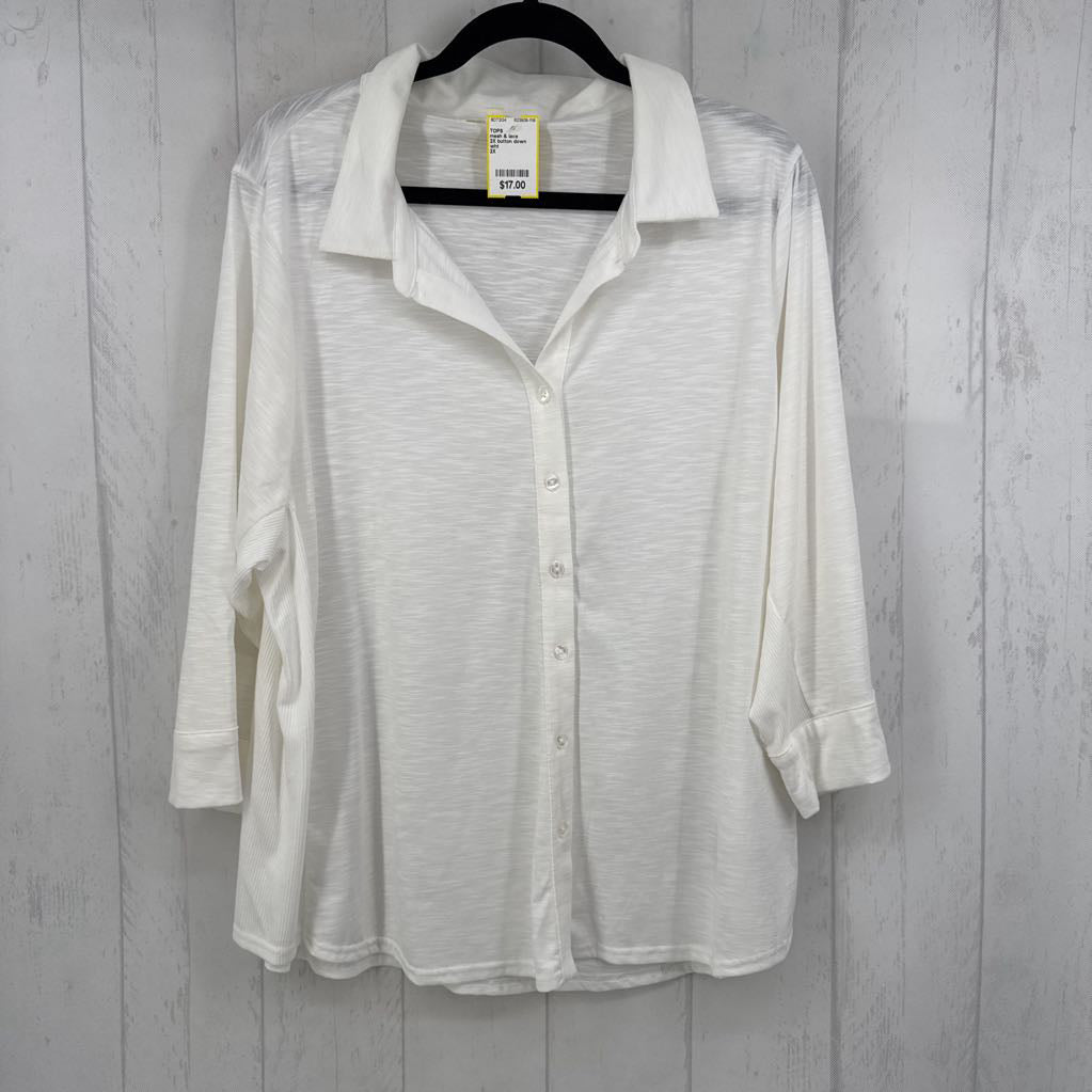 2X button down 3/4 slv top