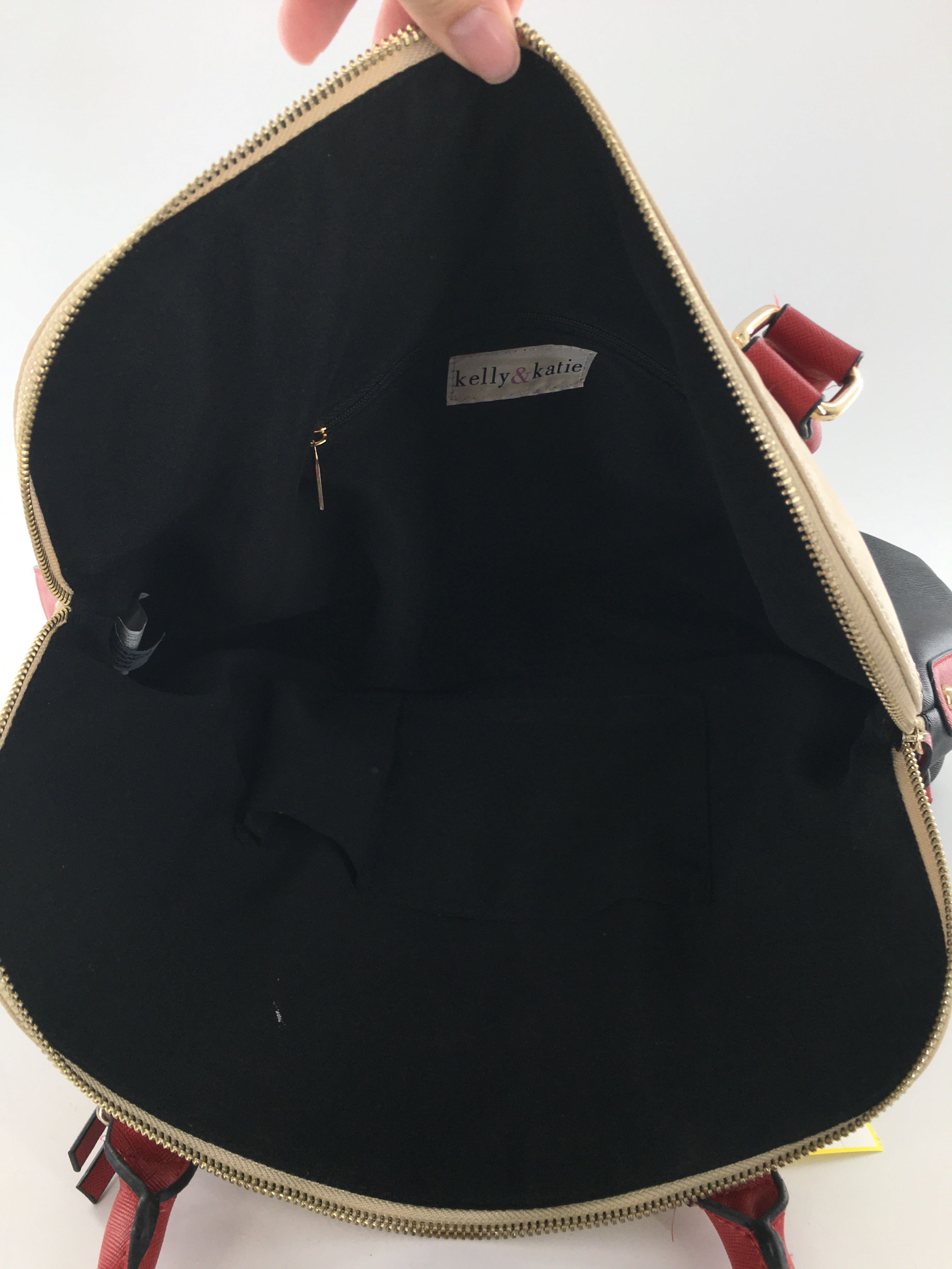 vegan leather colorblock handbag