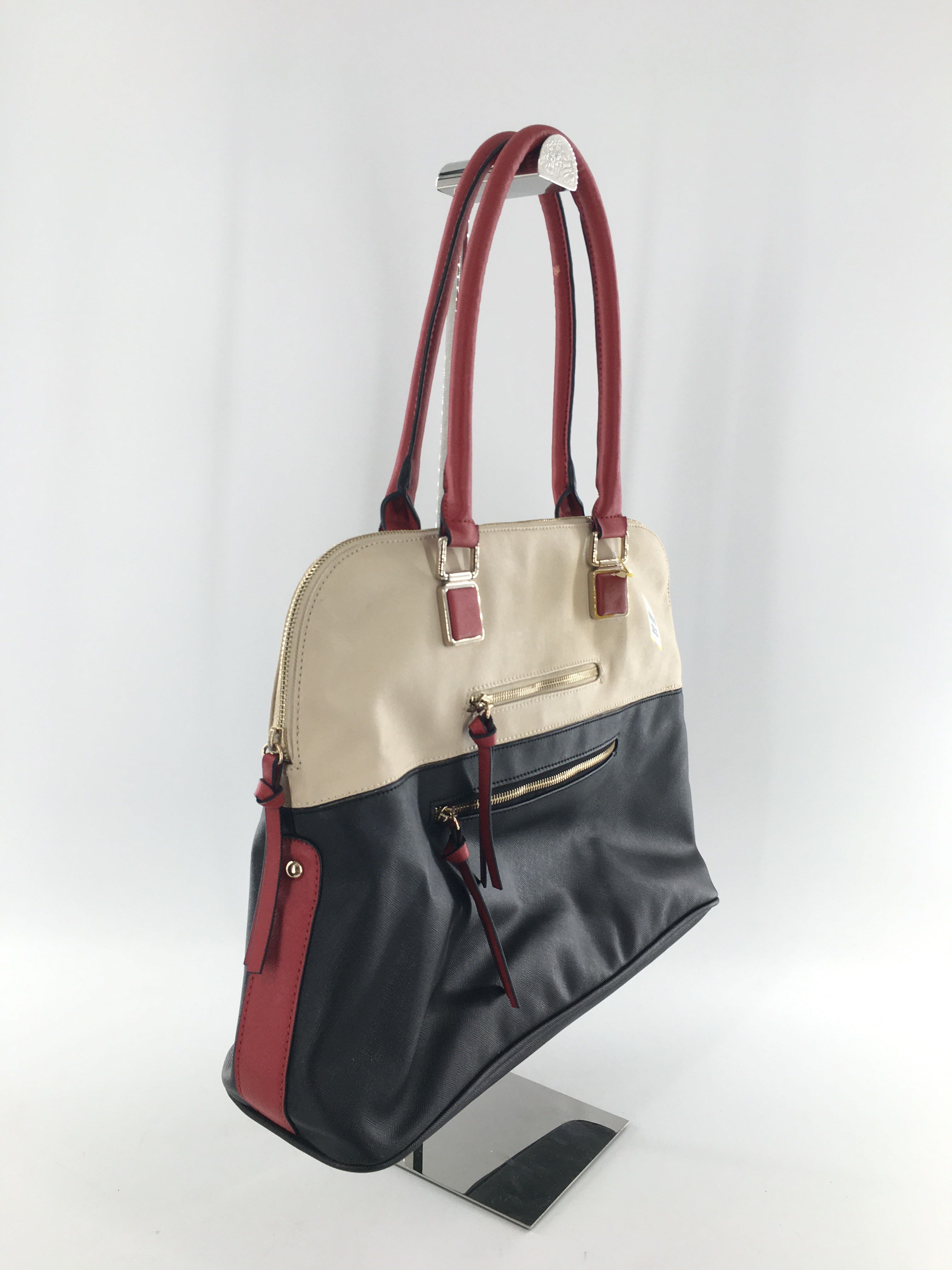 vegan leather colorblock handbag