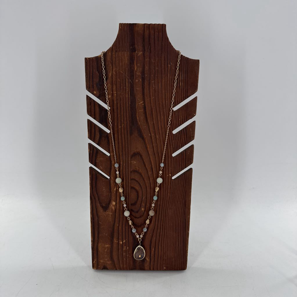 15" gold tone beaded necklace