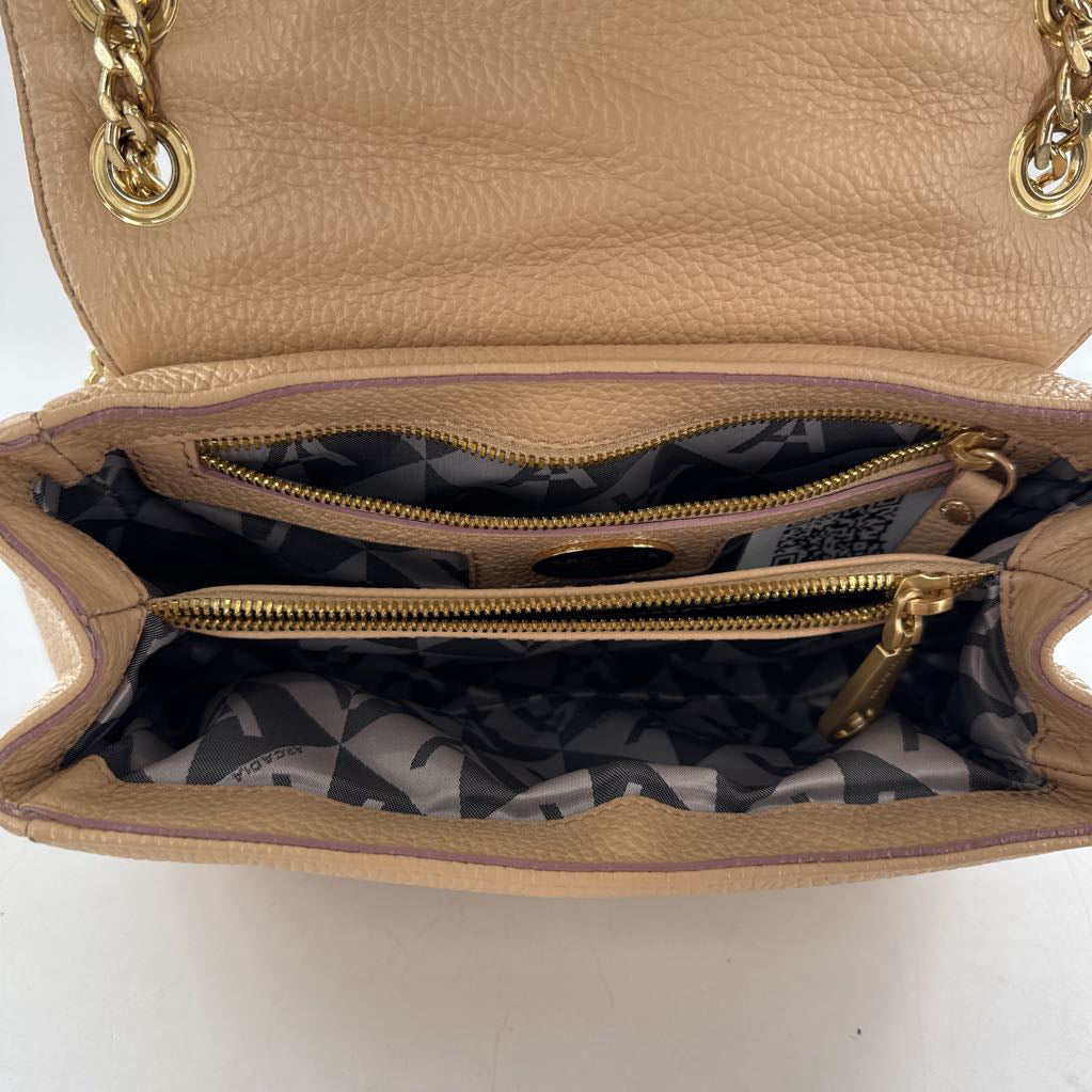 asymmetric flap turn lock closure chain-link strap shoulder bag