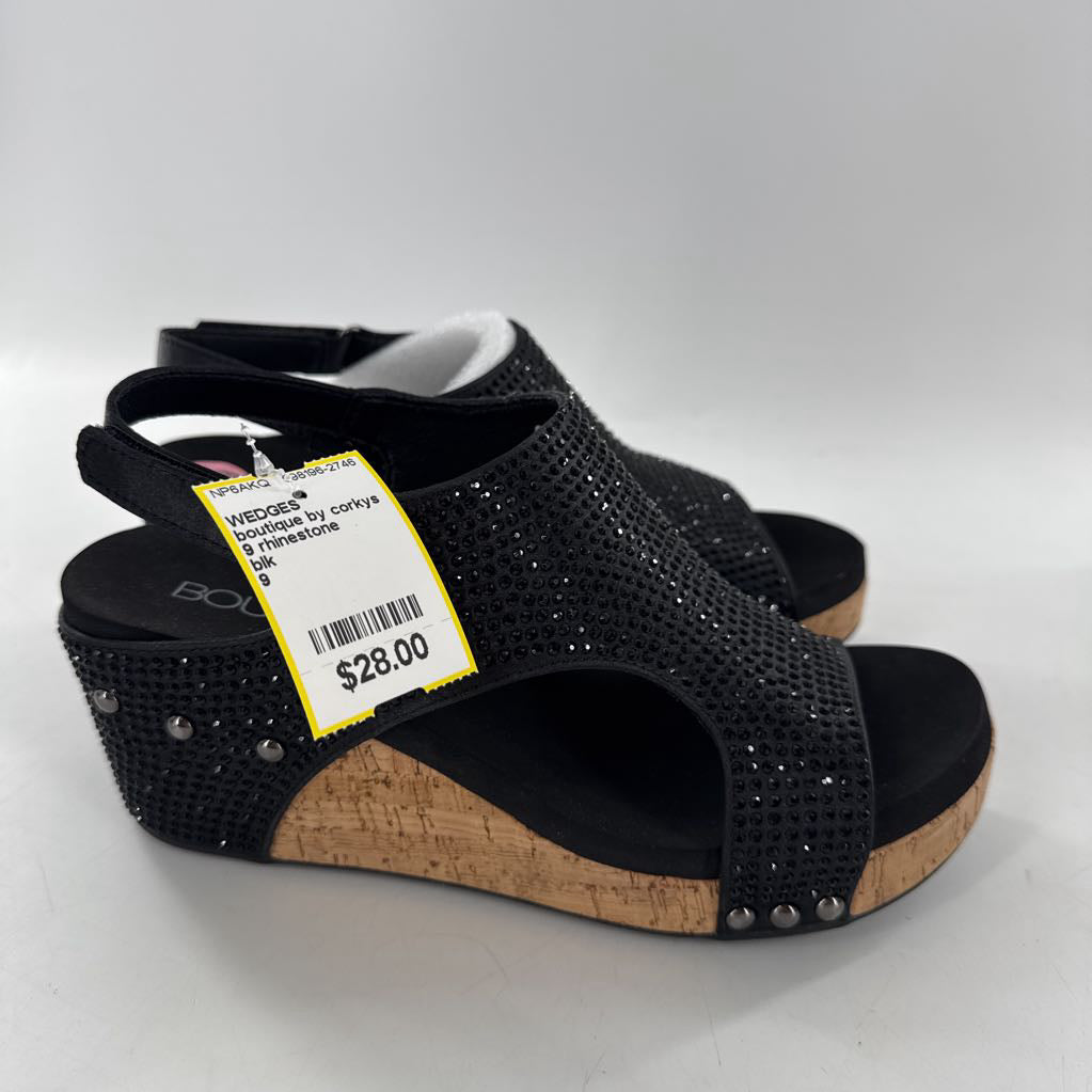 9 rhinestone embelished wedge heel sandal