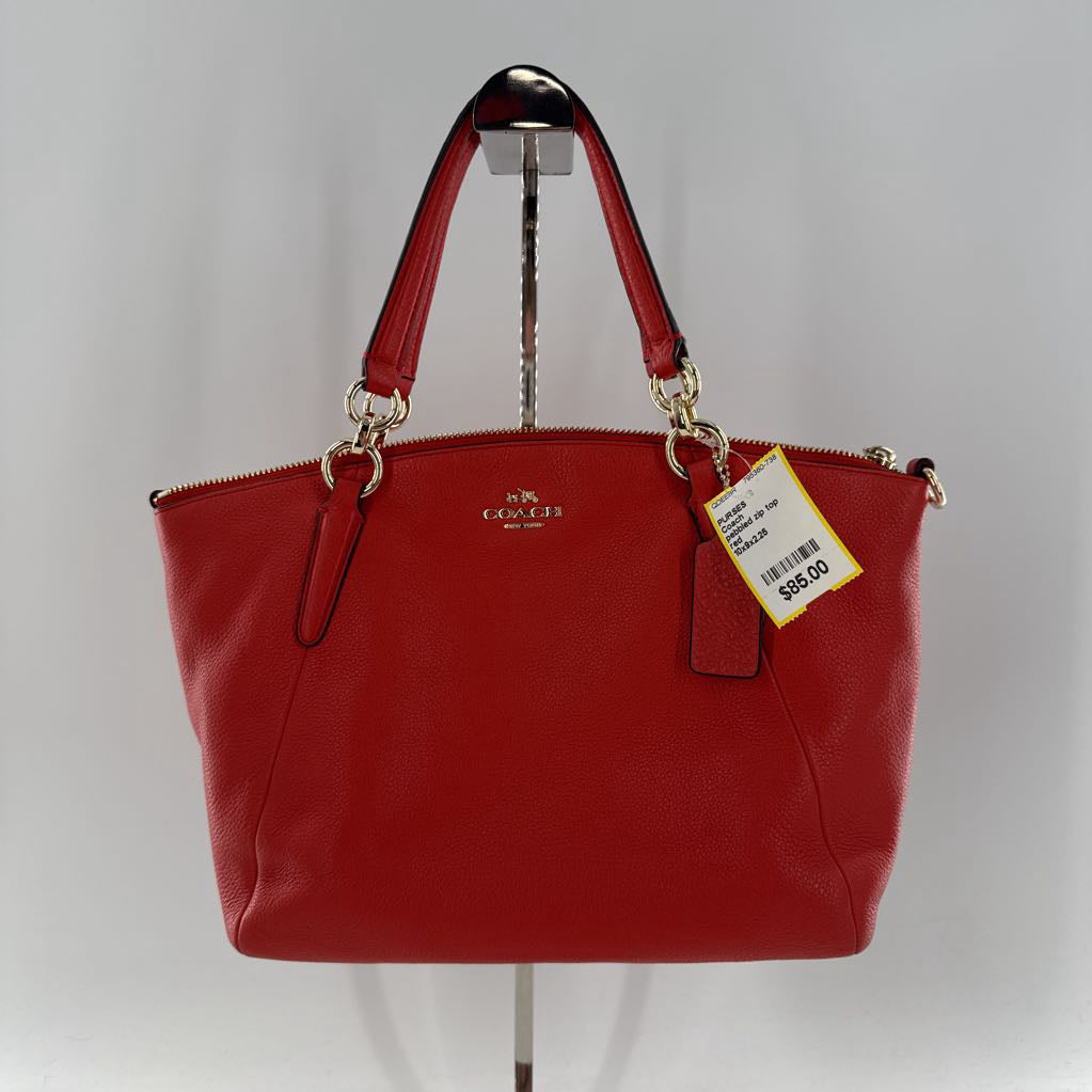 pebbled zip top satchel w/ removable crossbody strap