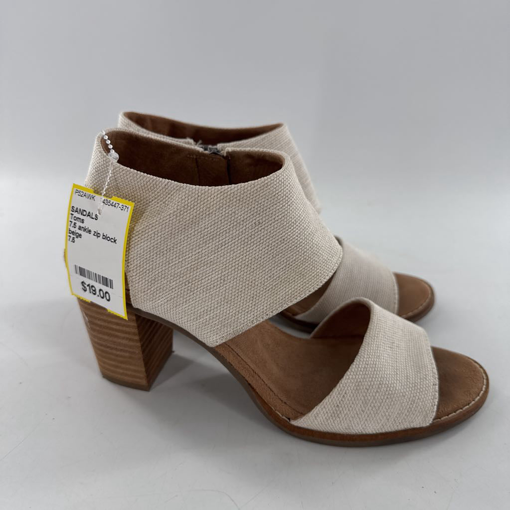 7.5 ankle zip block heel sandal