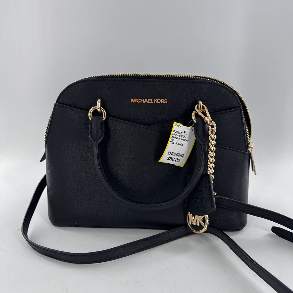 saffiano leather dome satchel w/ removable crossbody strap