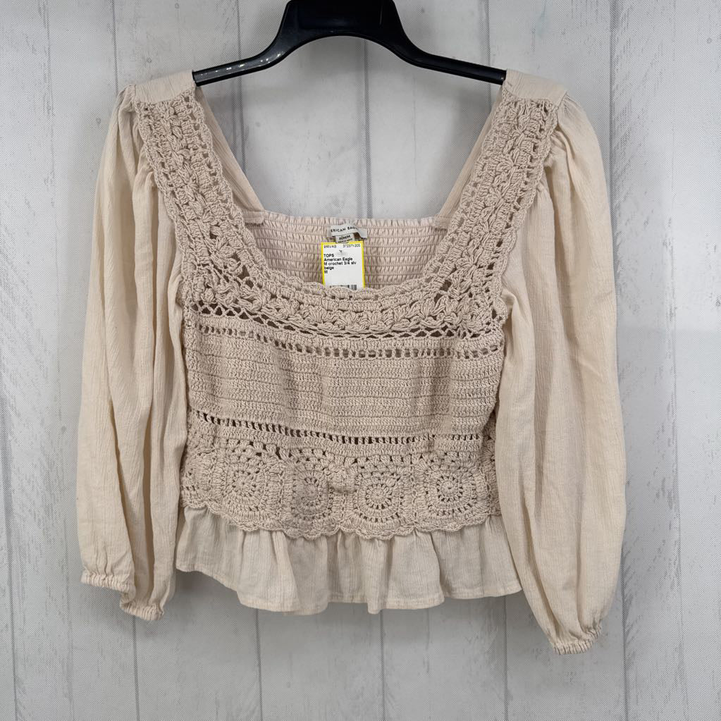 M crochet 3/4 slv top
