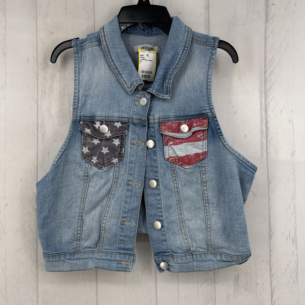 L patriotic denim vest