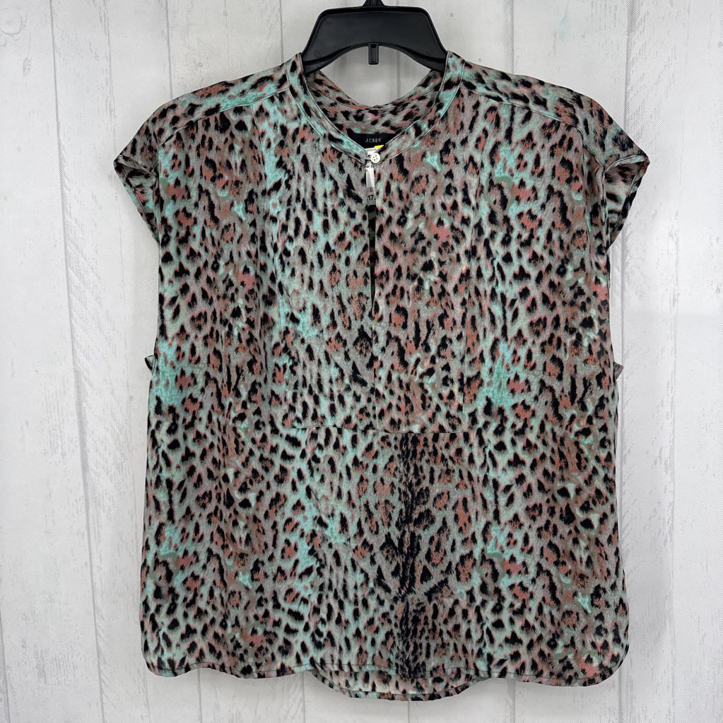 XL animal print cap slv top