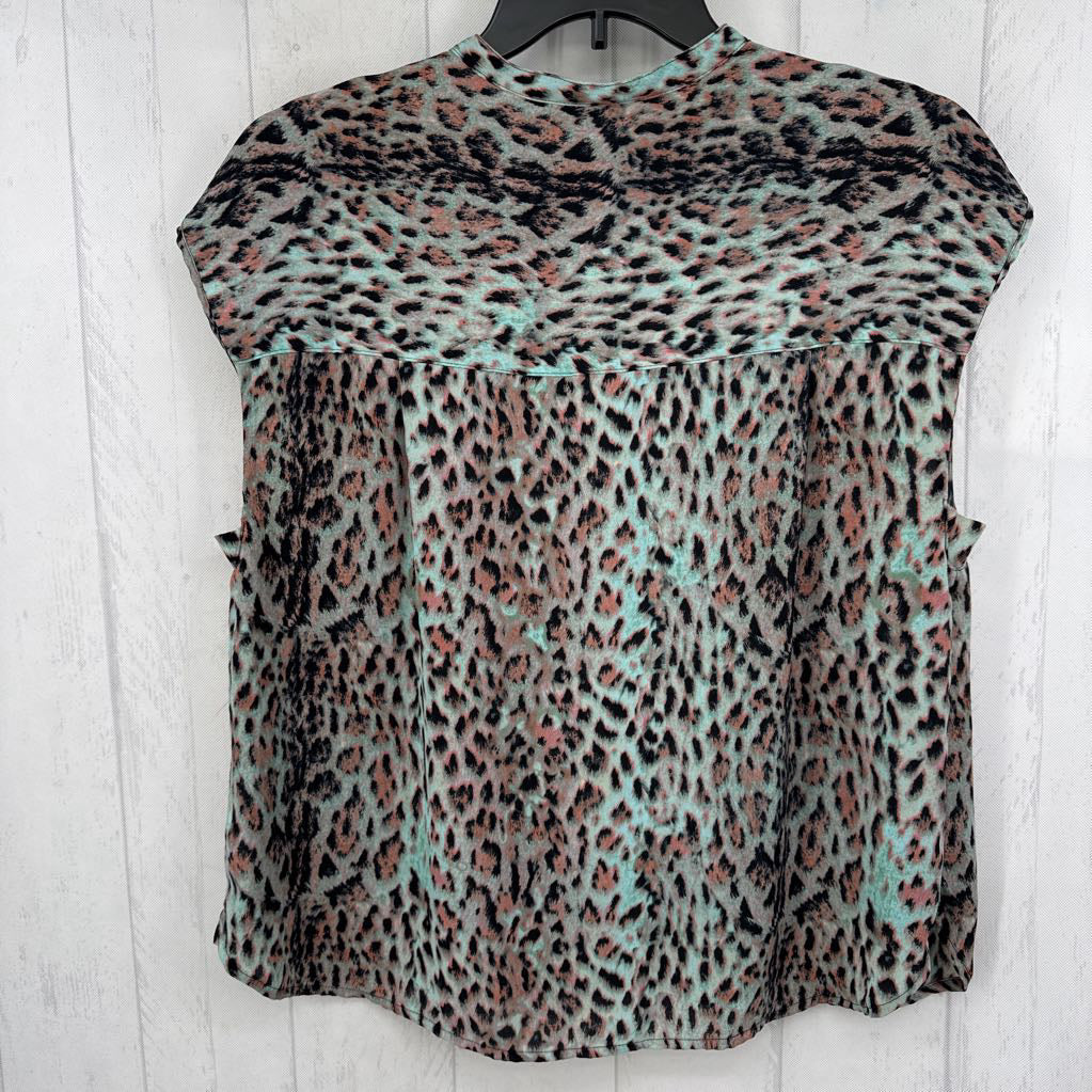 XL animal print cap slv top