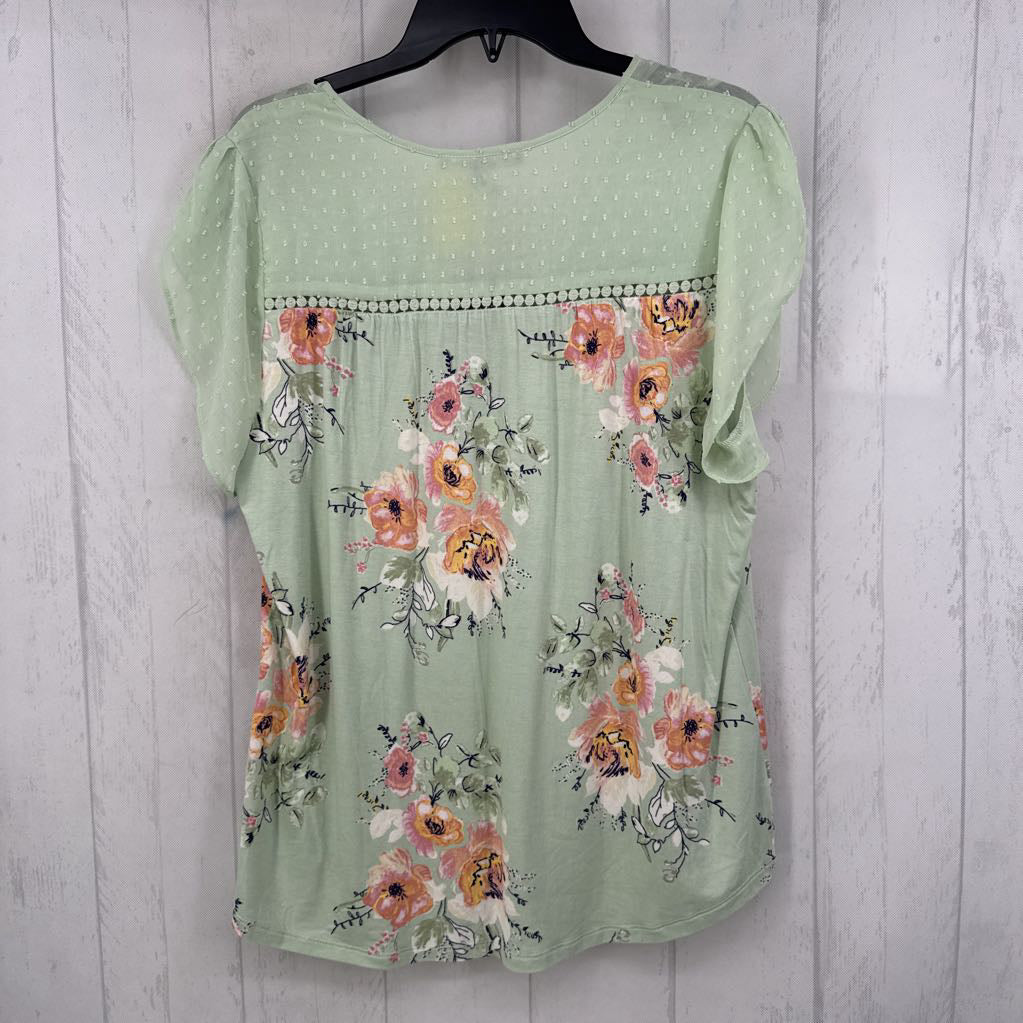 L flo print tassel tie s/s top