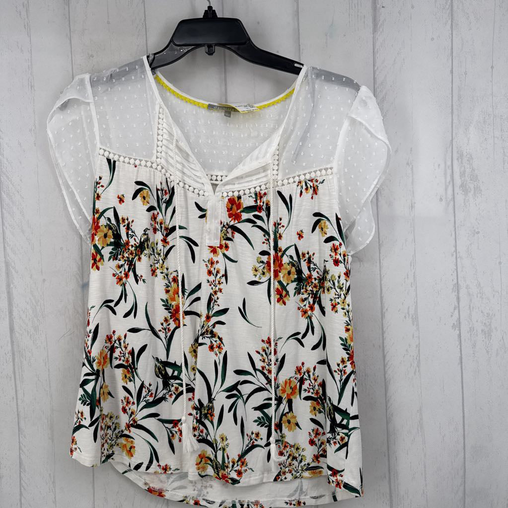 L flo print tassel tie s/s top
