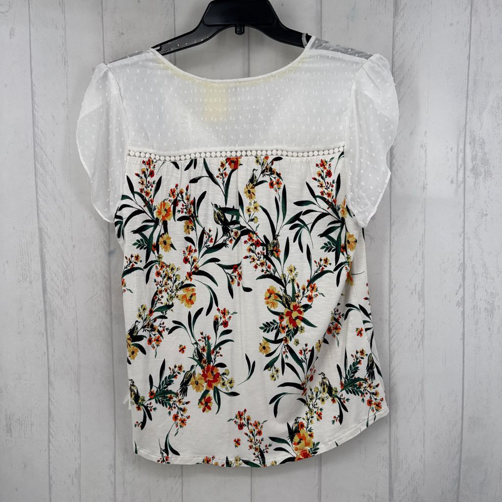 L flo print tassel tie s/s top