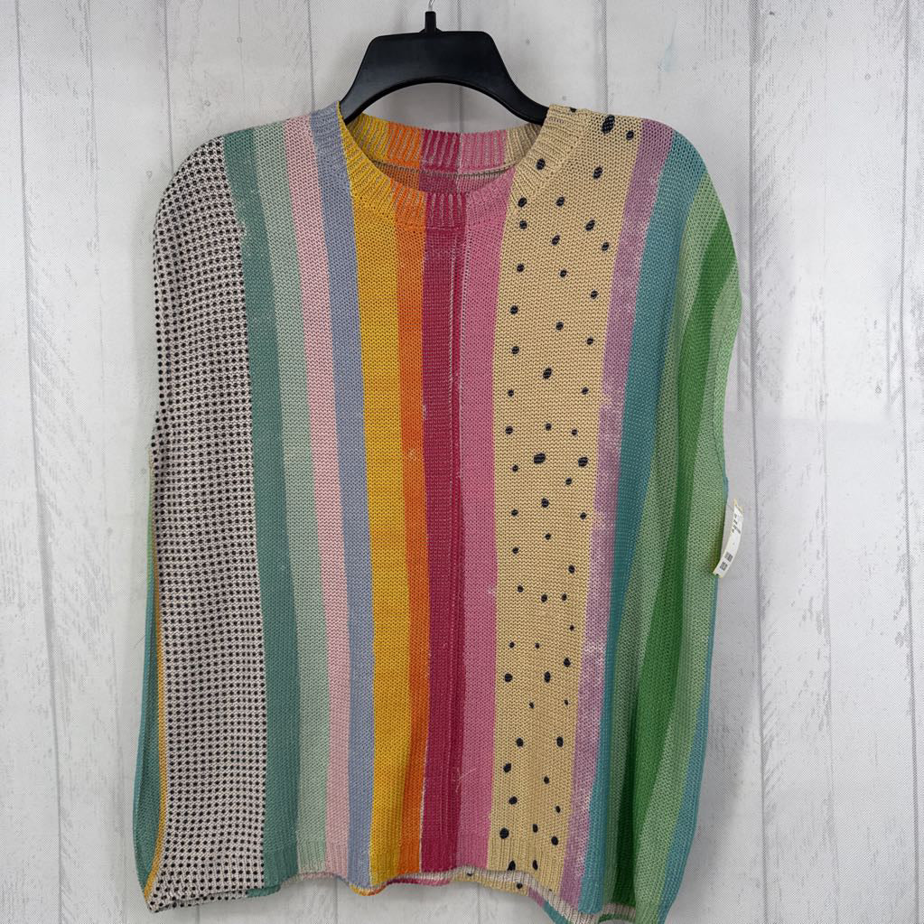 L striped & dotted sweater vest
