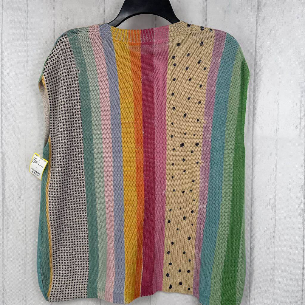 L striped & dotted sweater vest
