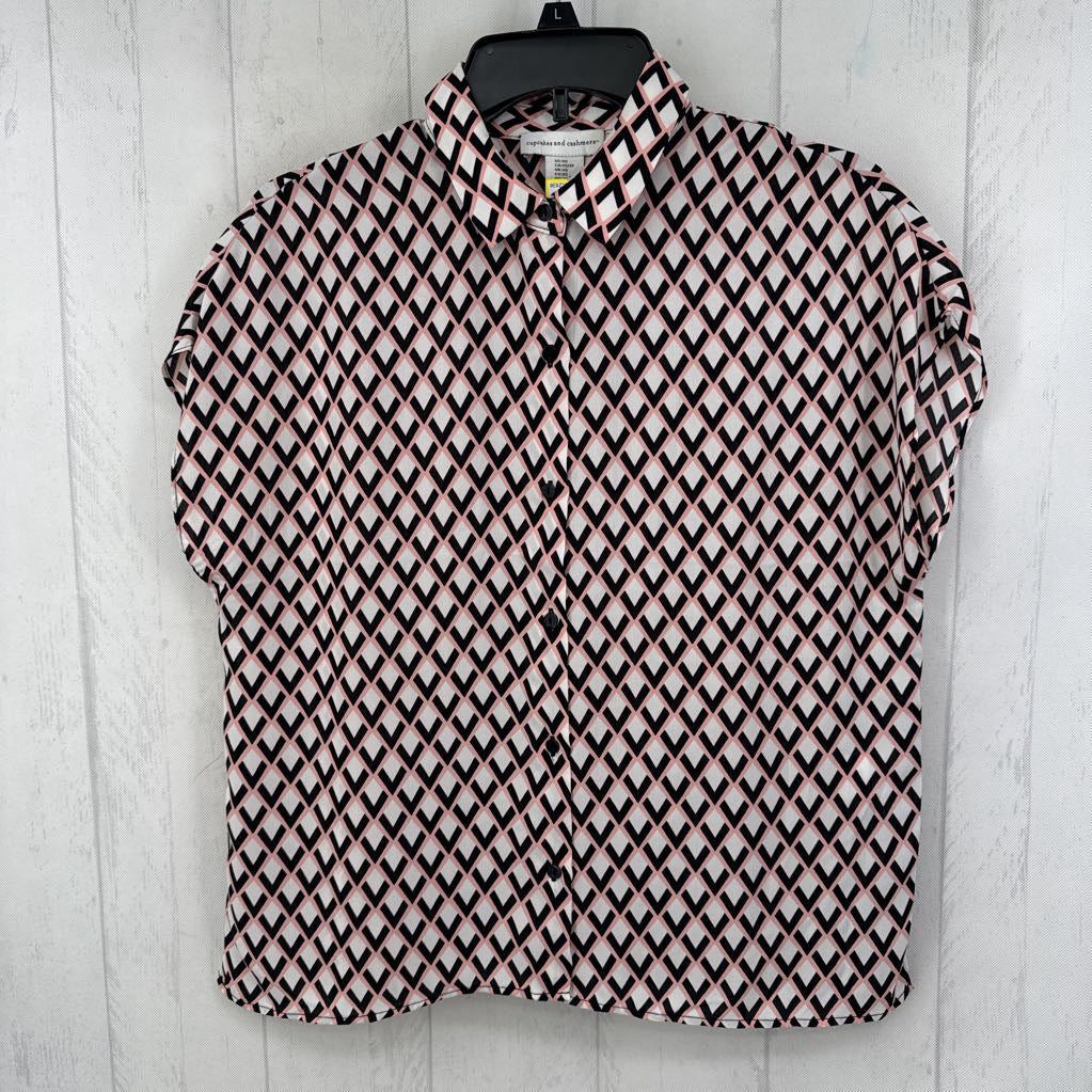 XS printed button down s/s top