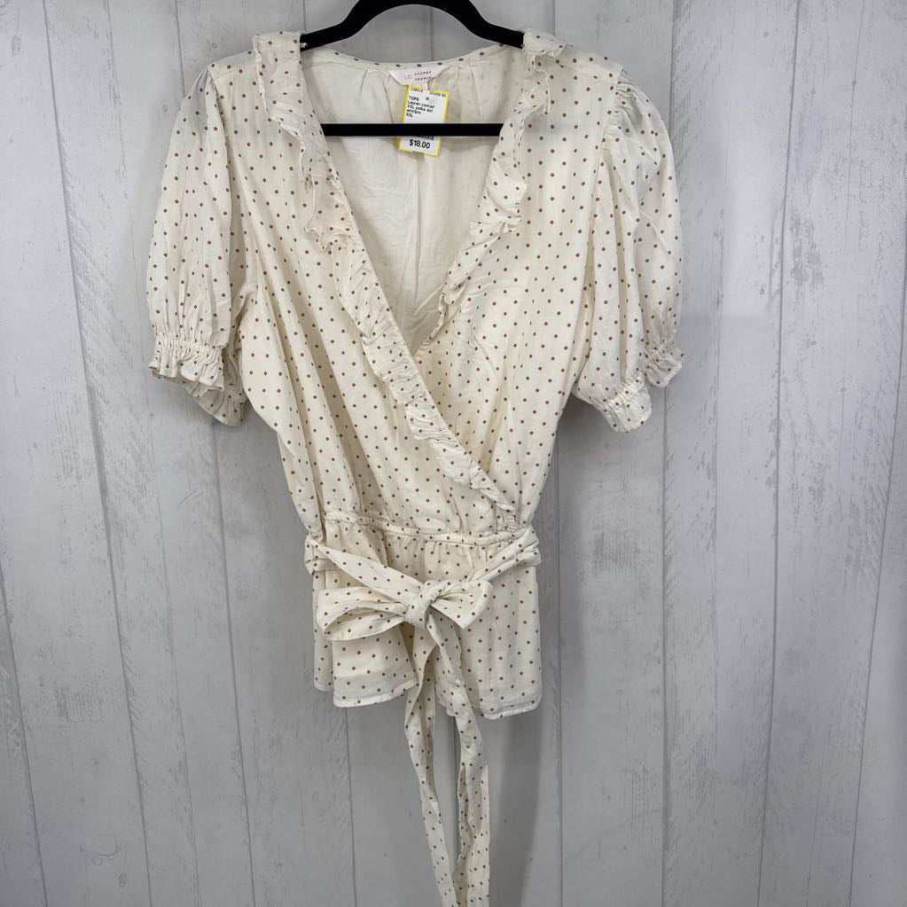 XXL polka dot crossover belted s/s top
