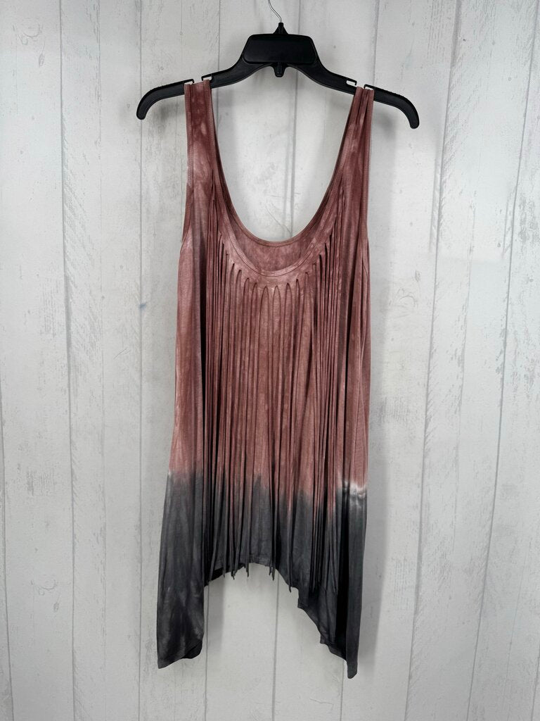 L tie-dye fringe slvls dress