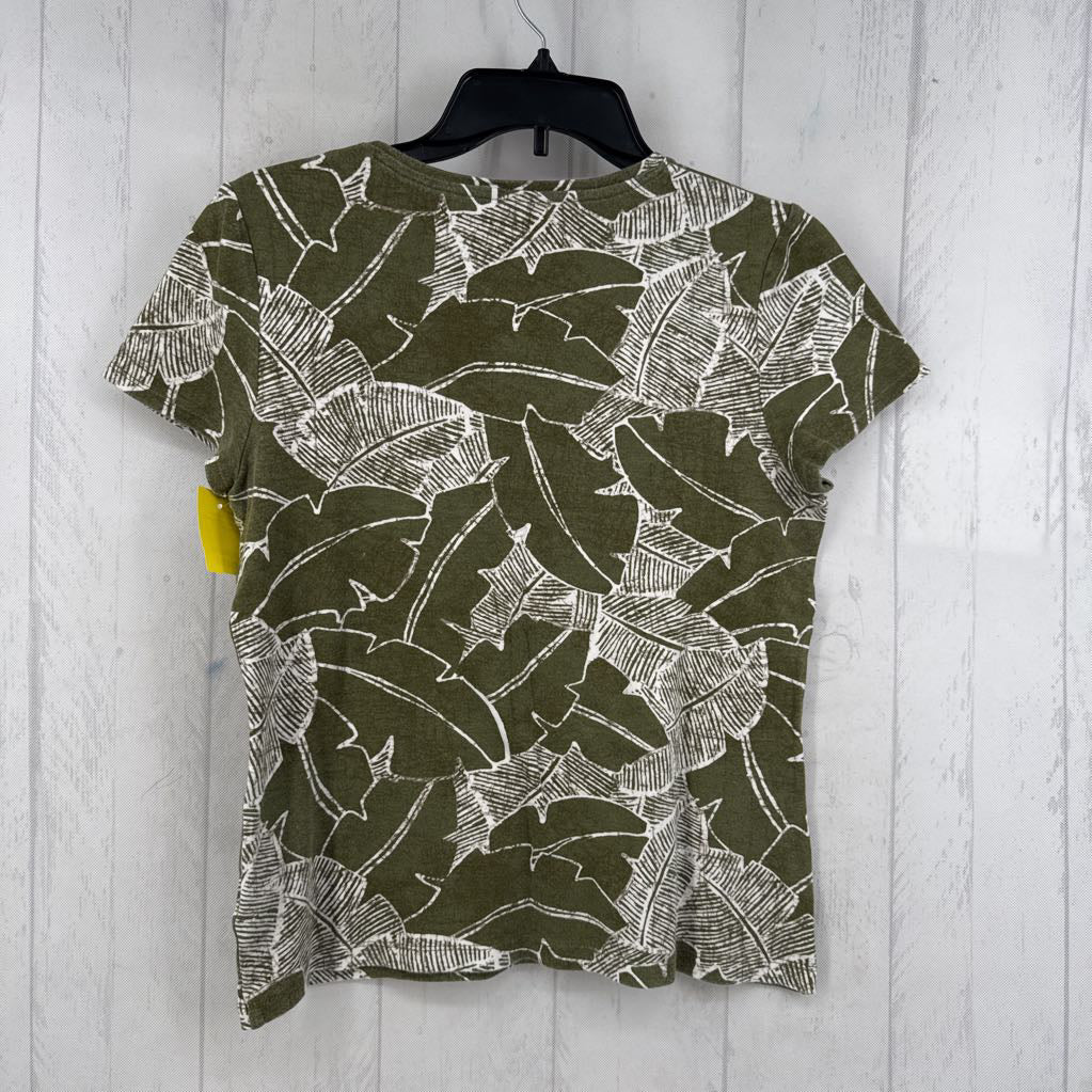 M leaf print v-neck s/s tee