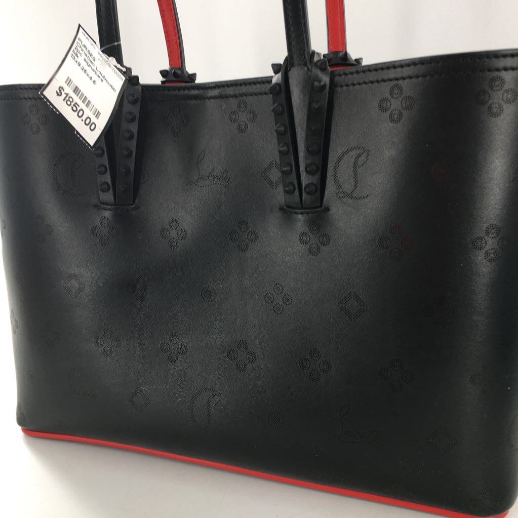 2pc Christian Louboutin Leather Degrade Loubinthesky Spiked Cabata Tote w/ Pochette