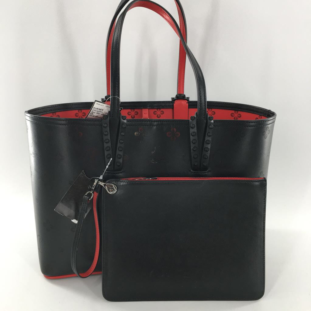 2pc Christian Louboutin Leather Degrade Loubinthesky Spiked Cabata Tote w/ Pochette