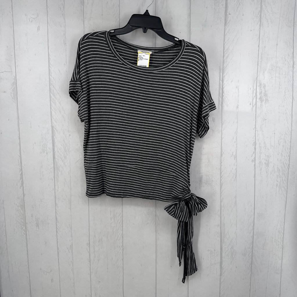 M tied hem striped s/s tee