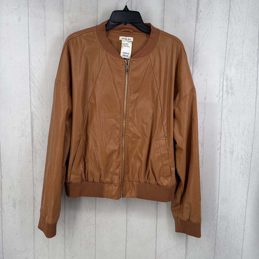 XL vegan leather bomber jacket