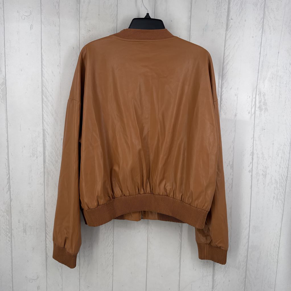 XL vegan leather bomber jacket