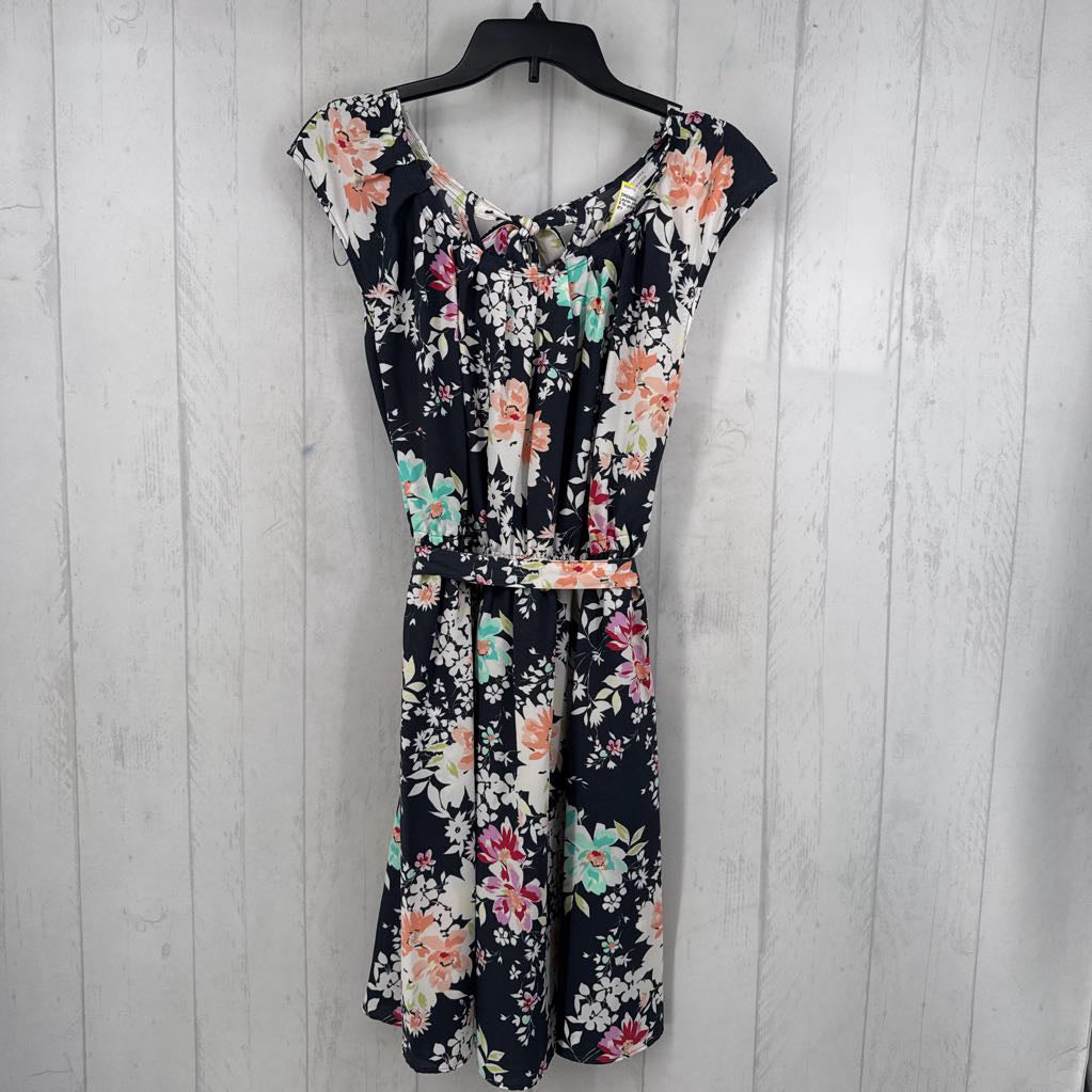S flo print belted s/s dress