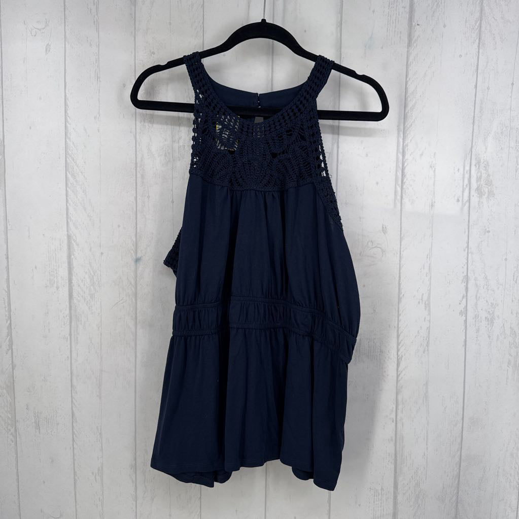 2X crochet detail peplum tank