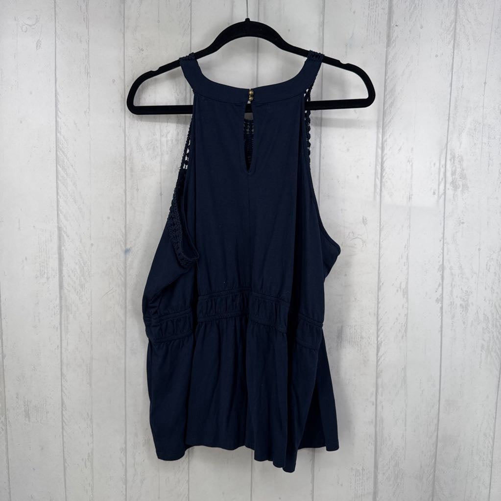 2X crochet detail peplum tank