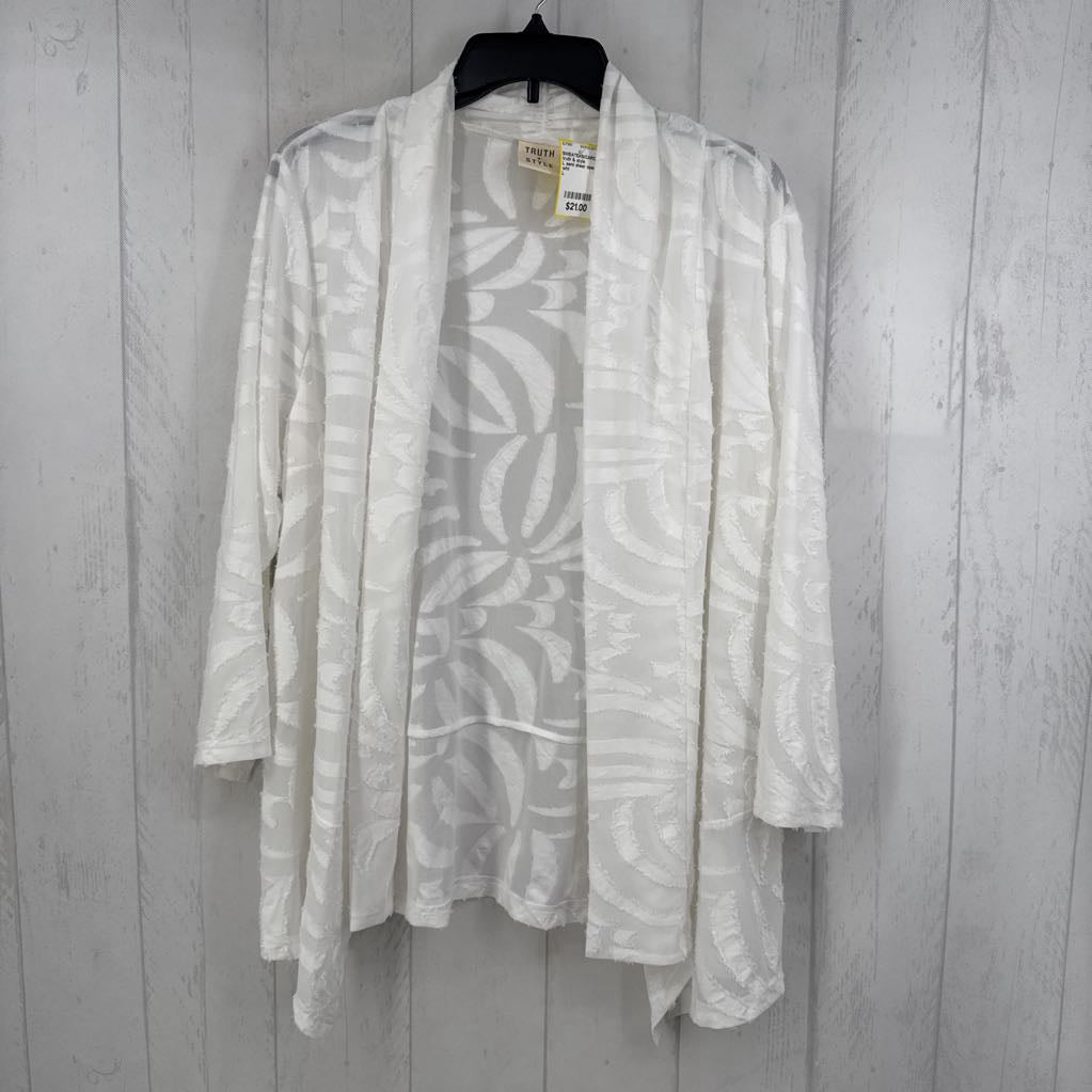 L semi sheer open front 3/4 slv cardi